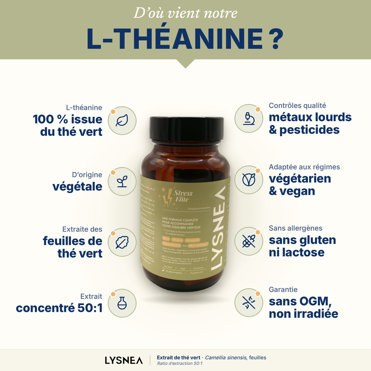 Complément alimentaire - LYSNEA Stress Elite : 5 actifs