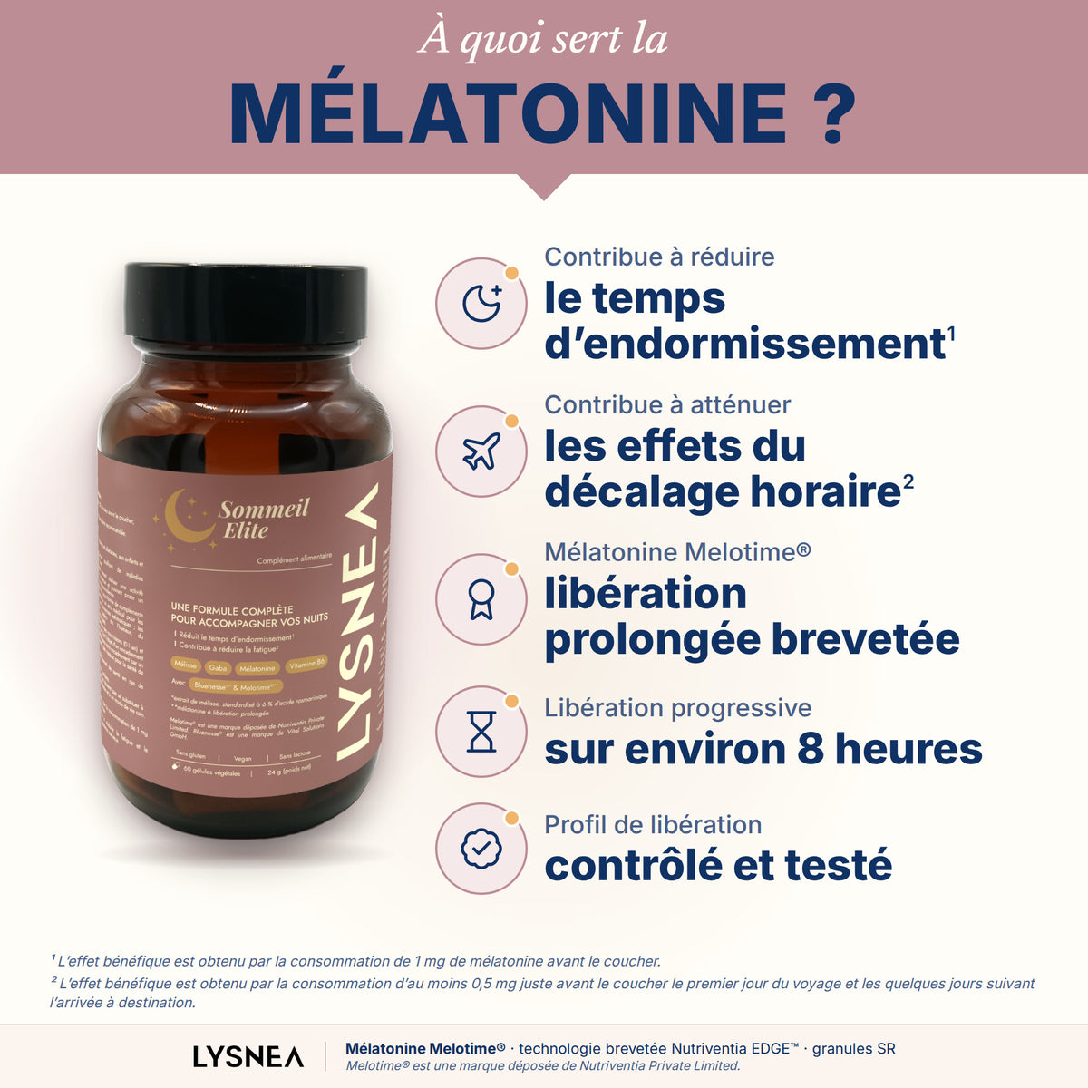 Complément alimentaire - LYSNEA Sommeil Elite : 4 actifs
